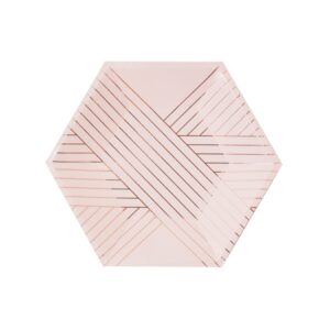 Amethyst - Pink & Rose Gold Striped Small Paper Plates