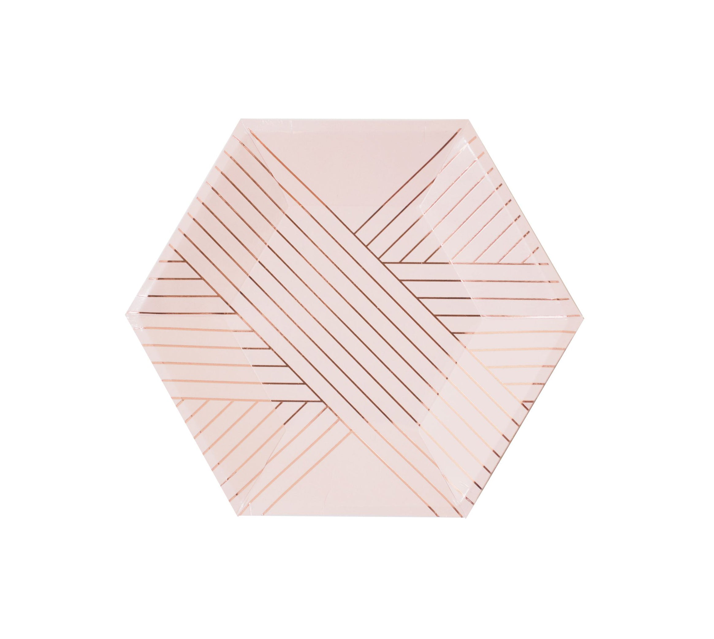 Amethyst - Pink & Rose Gold Striped Small Paper Plates