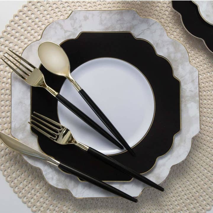 Black and Gold Plastic Cutlery Set
