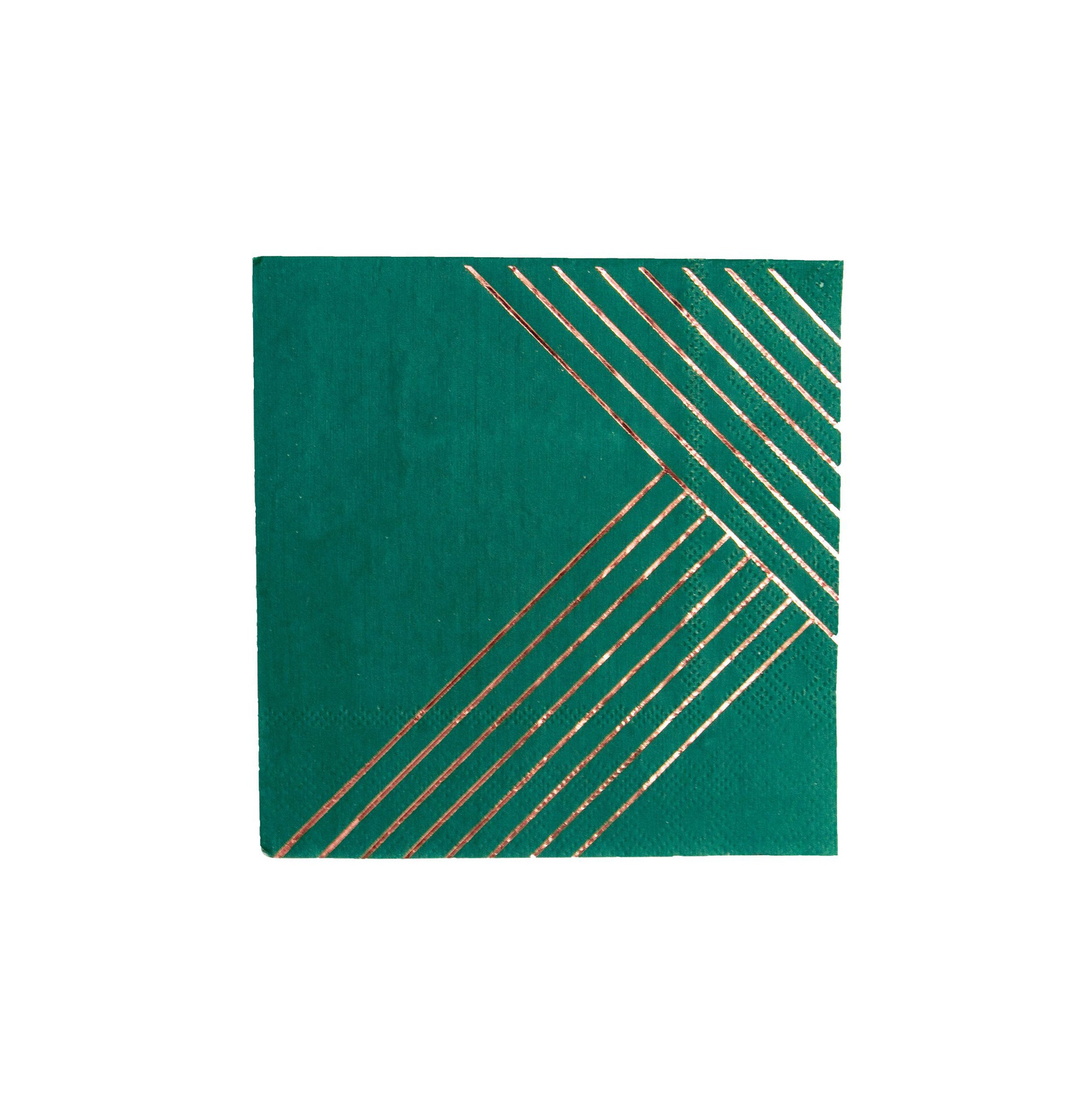 Dark Green & Rose Gold Cocktail Napkins - Christmas/Holiday
