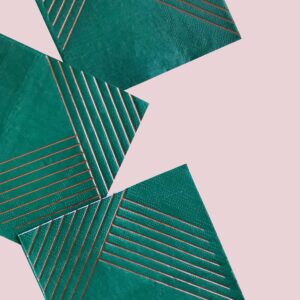 Dark Green & Rose Gold Cocktail Napkins - Christmas/Holiday