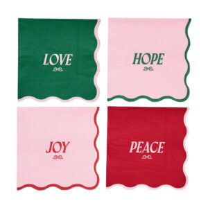 Green & Pink Christmas Cocktail Napkins - Coquette Christmas