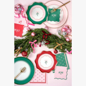 Green & Pink Christmas Cocktail Napkins - Coquette Christmas