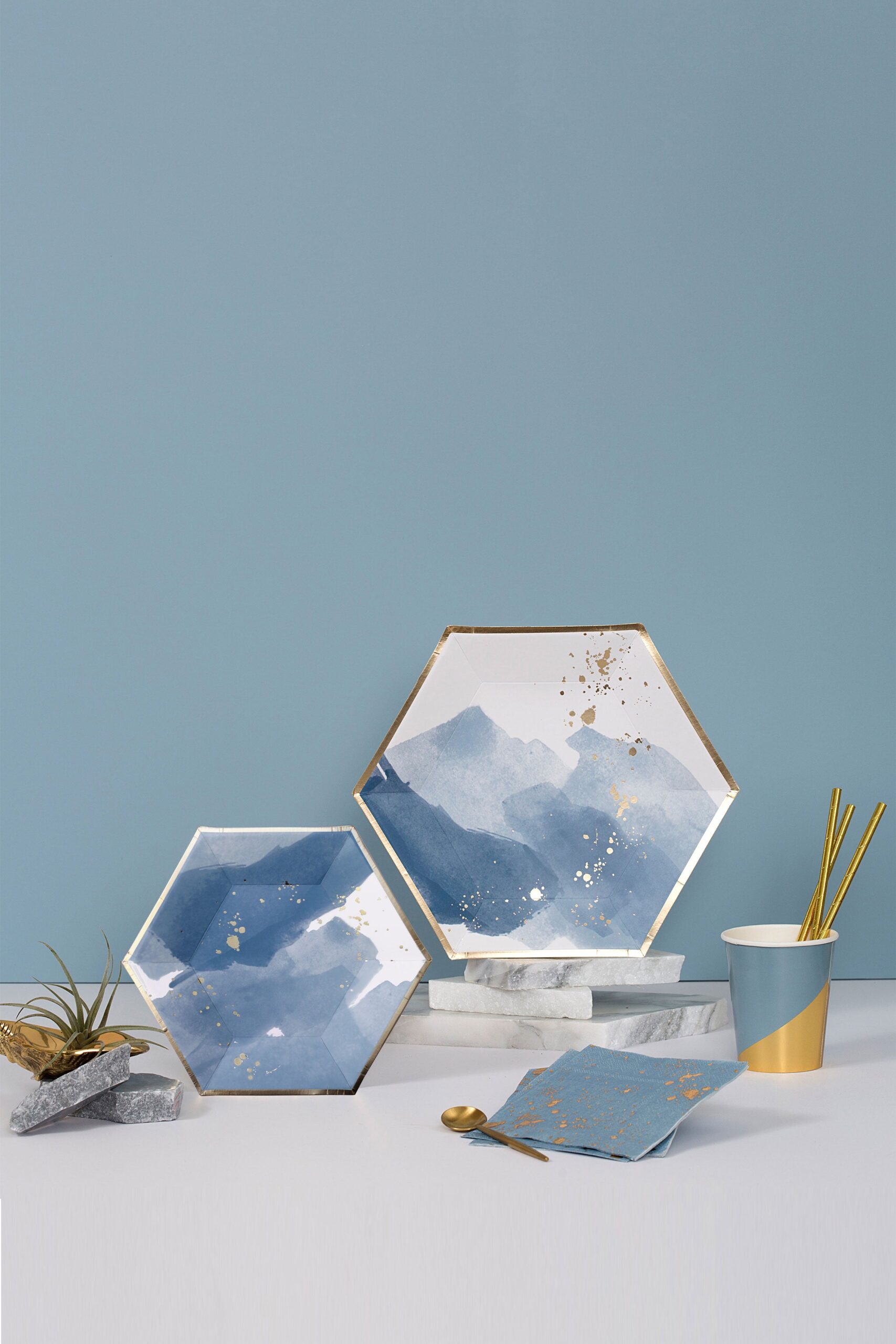 Malibu - Blue Watercolor Small Paper Plates