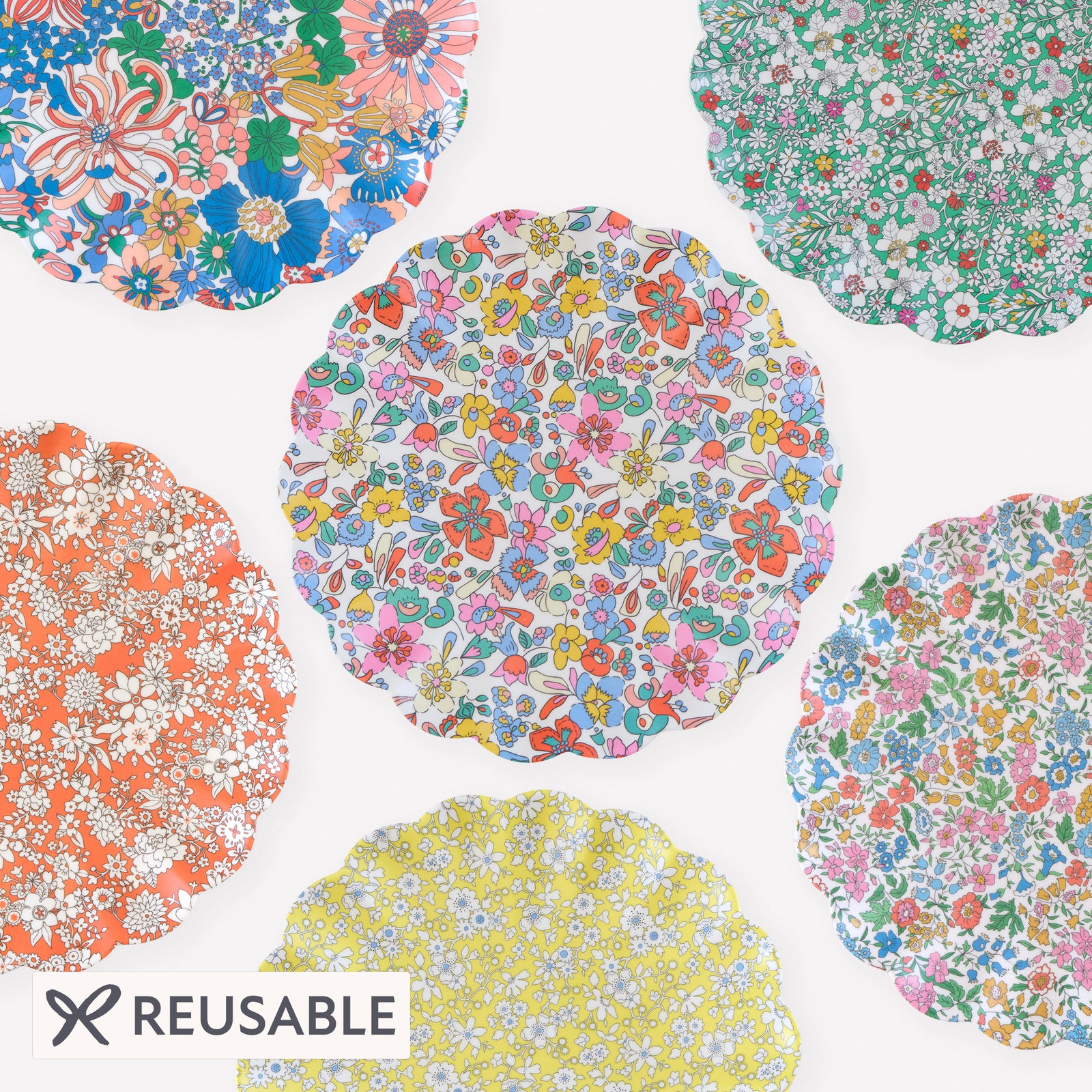 Meri Meri x Liberty Garden Party Reusable Large Plates (x 6)