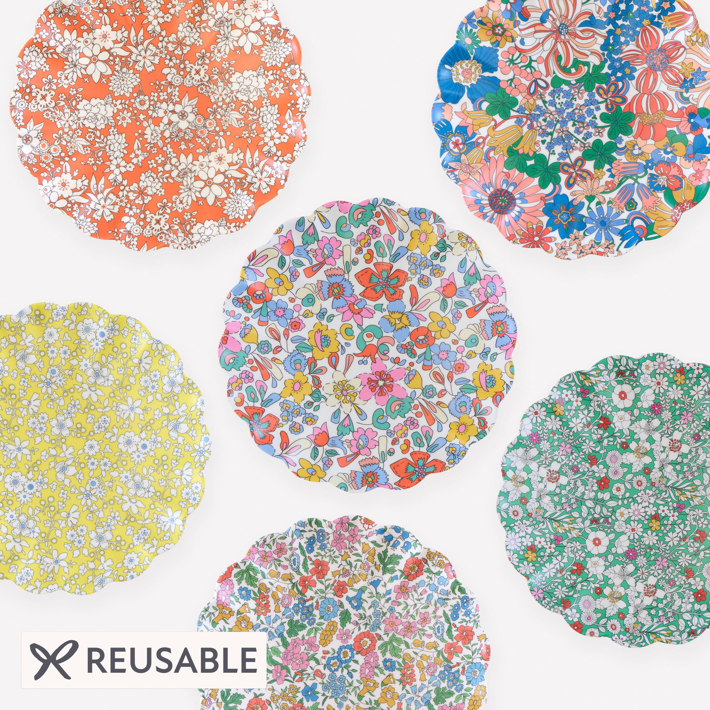 Meri Meri X Liberty Garden Party Reusable Side Plates (x 6)