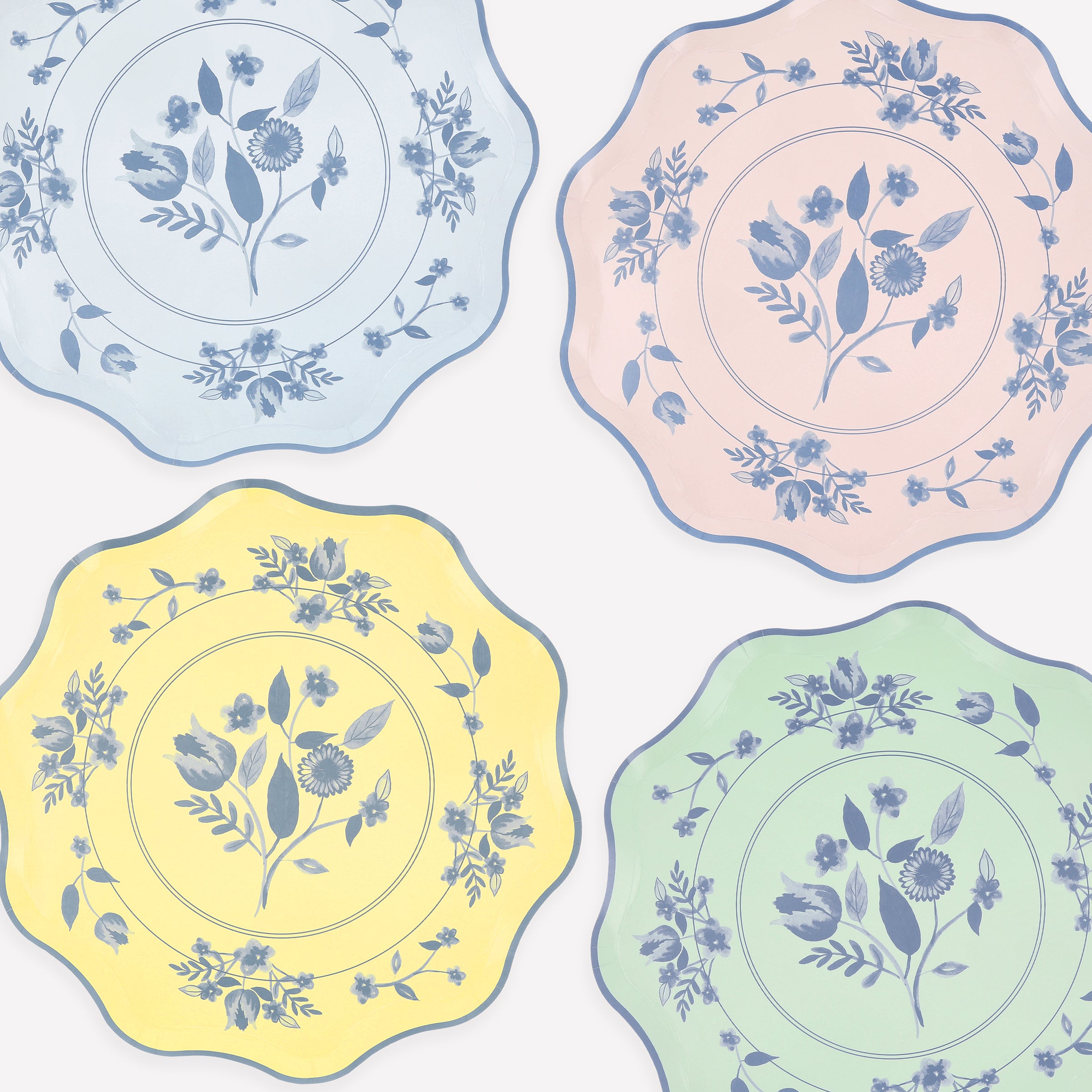 Vintage Botanical Dinner Plates (x 8)
