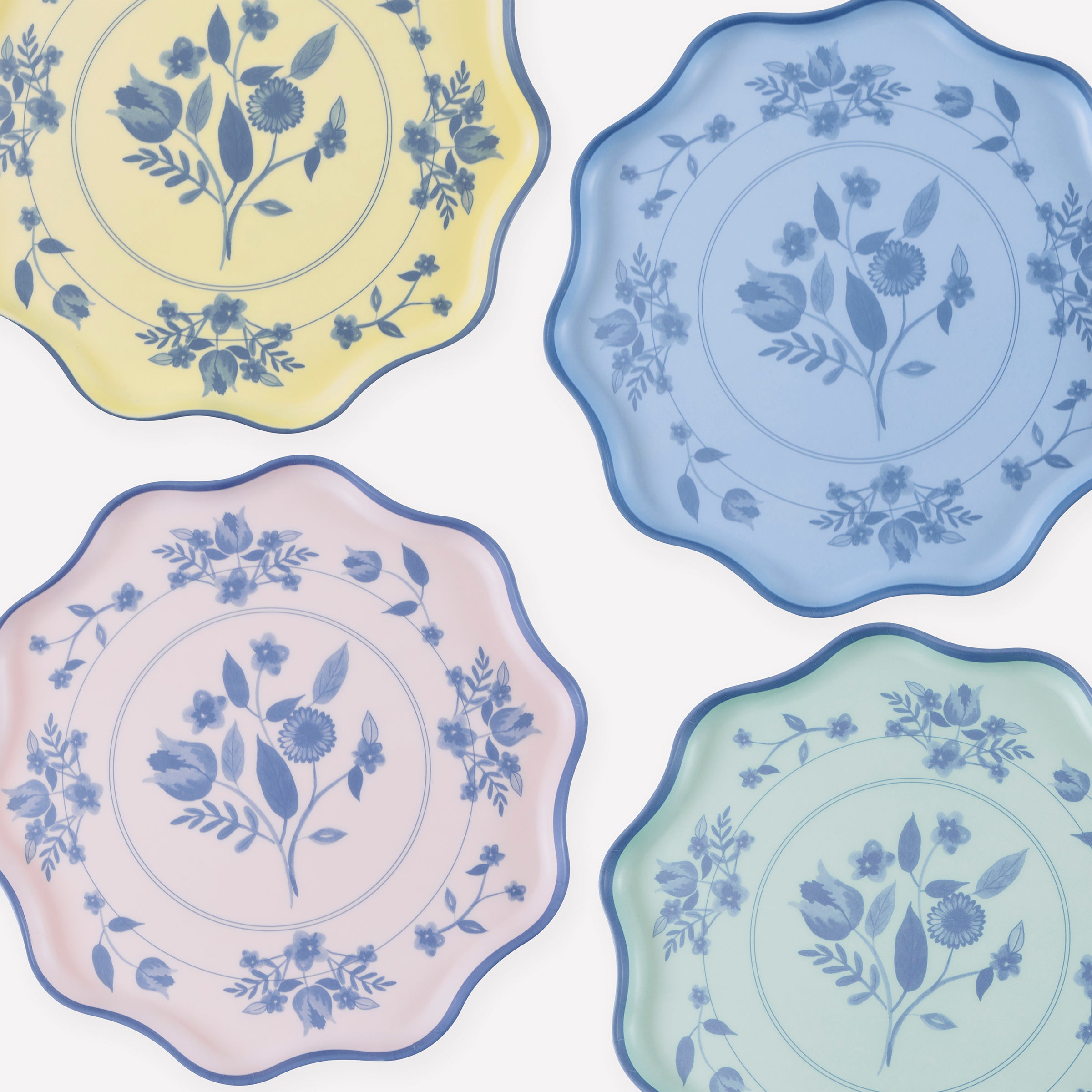 Vintage Botanical Reusable Large Plates (x 4)